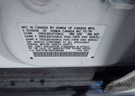 2006 Honda Pilot Ex-L z USA, uszkodzony, nr VIN 2HKYF18726H549249